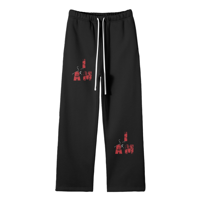 I Am Streetwear Unisex Solid Color Fleece Straight Leg Pants